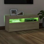 vidaXL Meuble TV avec lumières LED chêne sonoma 90x35x40 cm