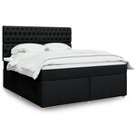 vidaXL Sommier à lattes de lit avec matelas Noir 180x200 cm Tissu