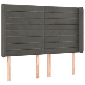 vidaXL Tête de lit avec oreilles Gris foncé 147x16x118/128 cm Velours