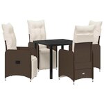 vidaXL Ensemble de salle à manger de jardin   5 pièces avec coussins en poly rotin marron