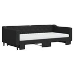 vidaXL Lit de jour avec gigogne et matelas noir 100x200 cm tissu