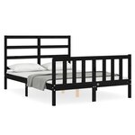 vidaXL Cadre de lit avec tête de lit noir 140x190 cm bois massif