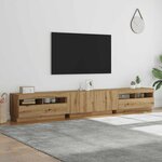 vidaXL Meuble TV avec lumières LED chêne artisanal bois d'ingénierie