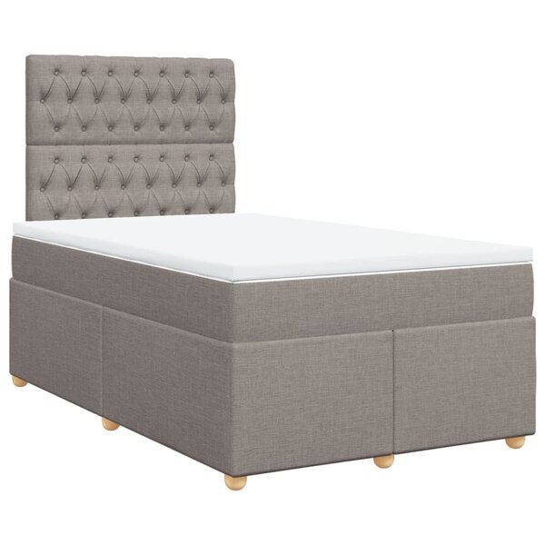 vidaXL Sommier à lattes de lit avec matelas Taupe 120x200 cm Tissu