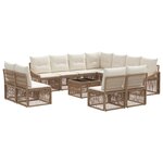 vidaXL Ensemble de canapé de jardin 12 Pièces Beige polyrotin