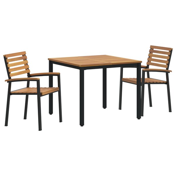 vidaXL Ensemble de salle à manger de jardin 3 pièces en bois massif d'acacia et métal