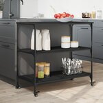 vidaXL Chariot de cuisine noir 102x50x95 cm bois d'ingénierie