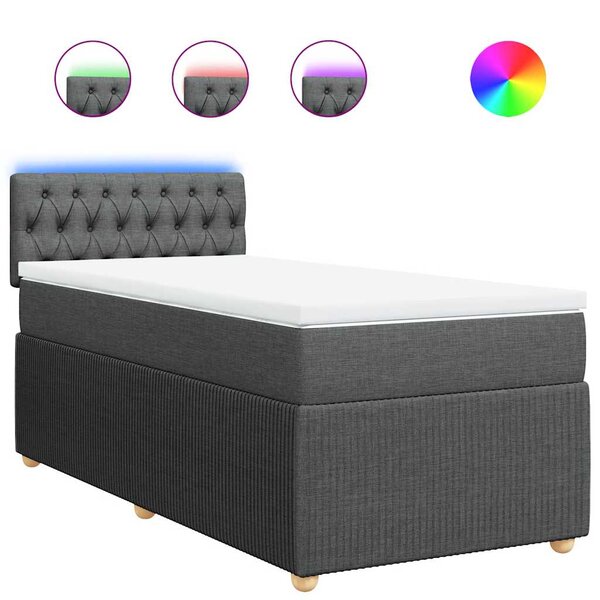 vidaXL Sommier à lattes de lit et matelas Gris foncé 90x190 cm Tissu