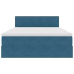 vidaXL Lit de Rangement avec matelas Bleu foncé 140 x 190 cm Velours