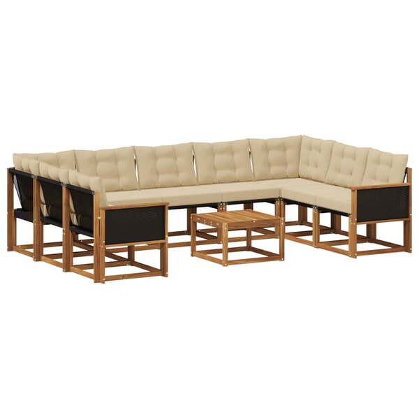 vidaXL Ensemble de canapés d'extérieur 10 Pièces Naturel et Beige
