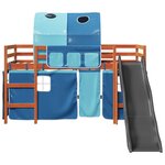 vidaXL Lit mezzanine enfants et tunnel bleu 90x200cm bois pin massif