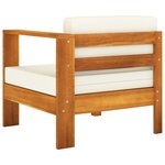 vidaXL Salon de jardin 8 Pièces avec coussins blanc crème bois d'acacia