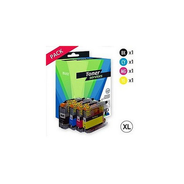 Cartouche compatible brother lc125/lc127xlvalbp pack 4 cartouches noir/couleurs