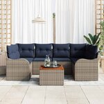 vidaXL Ensemble de canapé de jardin avec coussin 7 Pièces Gris polyrotin