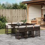 vidaXL Ensemble à manger de jardin et coussins 7 Pièces marron rotin
