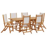 vidaXL Ensemble à manger de jardin 7Pièces bois d'acacia solide textilène