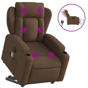 vidaXL Fauteuil inclinable de massage électrique Marron Tissu