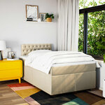 vidaXL Sommier à lattes de lit avec matelas crème 120x190 cm tissu