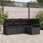 vidaXL Ensemble de canapé de jardin 4 Pièces Noir Poly rotin