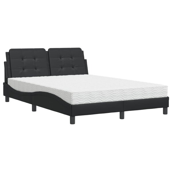 vidaXL Lit avec matelas noir 140x200 cm similicuir