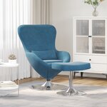 Fauteuil œuf vidaXL avec repose-pieds en velours bleu