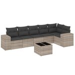 vidaXL Salon de jardin avec coussins 7 Pièces gris clair résine tressée