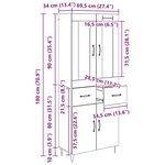 vidaXL Haut Armoire Chêne noir 69 5 x 34 x 90 cm Bois d'ingénierie