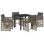 vidaXL Ensemble de Salle à Manger de Jardin de 5 Pièces avec Coussins Rattan Poly Gris