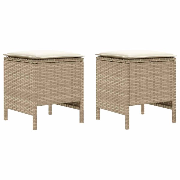 vidaXL 2 pc Pouf de Jardin Rotin PE Beige et crème