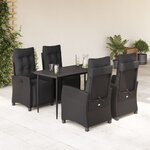 vidaXL Ensemble à manger de jardin coussins 5Pièces Noir Résine tressée