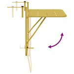 vidaXL Table Suspendue de Balcon Doré 60 x 39 x 65 cm Acier