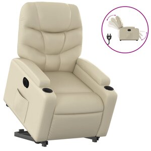 vidaXL Fauteuil inclinable électrique crème similicuir