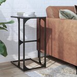 vidaXL Table d'appoint avec verre noir 40x30x61 5 cm acier