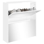 vidaXL Armoire à chaussures miroir 2 niveaux Blanc brillant 63x17x67cm