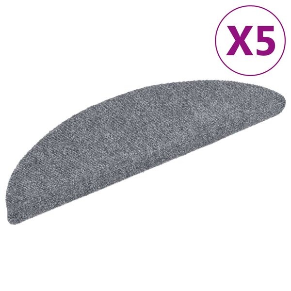 vidaXL Tapis autoadhésifs de marches 5 Pièces Gris clair 56x17x3 cm
