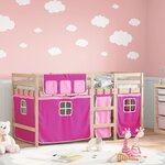 vidaXL Lit mezzanine enfants avec rideaux sans matelas rose 90x190 cm