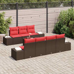 vidaXL Ensemble de canapé de jardin 8 Pièces Marron polyrotin