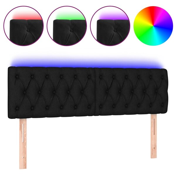 vidaXL Tête de lit à LED Noir 160x7x78/88 cm Velours