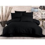 Parure de lit - housse de couette 220 x 240 + 2 taies d'oreiller 60 x 60 80 coton- Noir