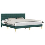 vidaXL Cadre de lit avec tête de lit Vert foncé 200 x 200 cm Tissu