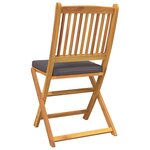 Chaises de jardin pliables vidaXL avec coussin gris 6 pièces en bois d'acacia massif
