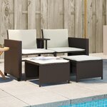 vidaXL Canapé de jardin 2 places avec table et tabourets marron rotin