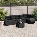 vidaXL Salon de jardin 7 Pièces avec coussins noir résine tressée