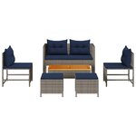 vidaXL Ensemble de Canapés d'Extérieur Gris et bleu marine Rattan et métal