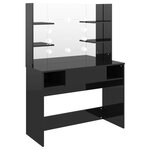vidaXL Table de maquillage avec éclairage LED MDF Noir brillant
