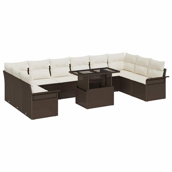 vidaXL Ensemble de canapé de jardin 11 Pièces Marron Poly Rattan
