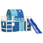 vidaXL Lit mezzanine enfants avec tunnel sans matelas bleu 90x200 cm