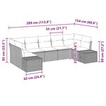 vidaXL Ensemble de canapés de jardin 7 pièces avec coussins gris clair en poly rotin