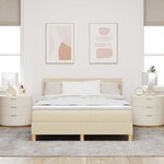 vidaXL Lit à ressort LED avec bandes LED Crème 140 x 190 cm tissu