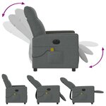 vidaXL Fauteuil inclinable de massage électrique gris foncé tissu